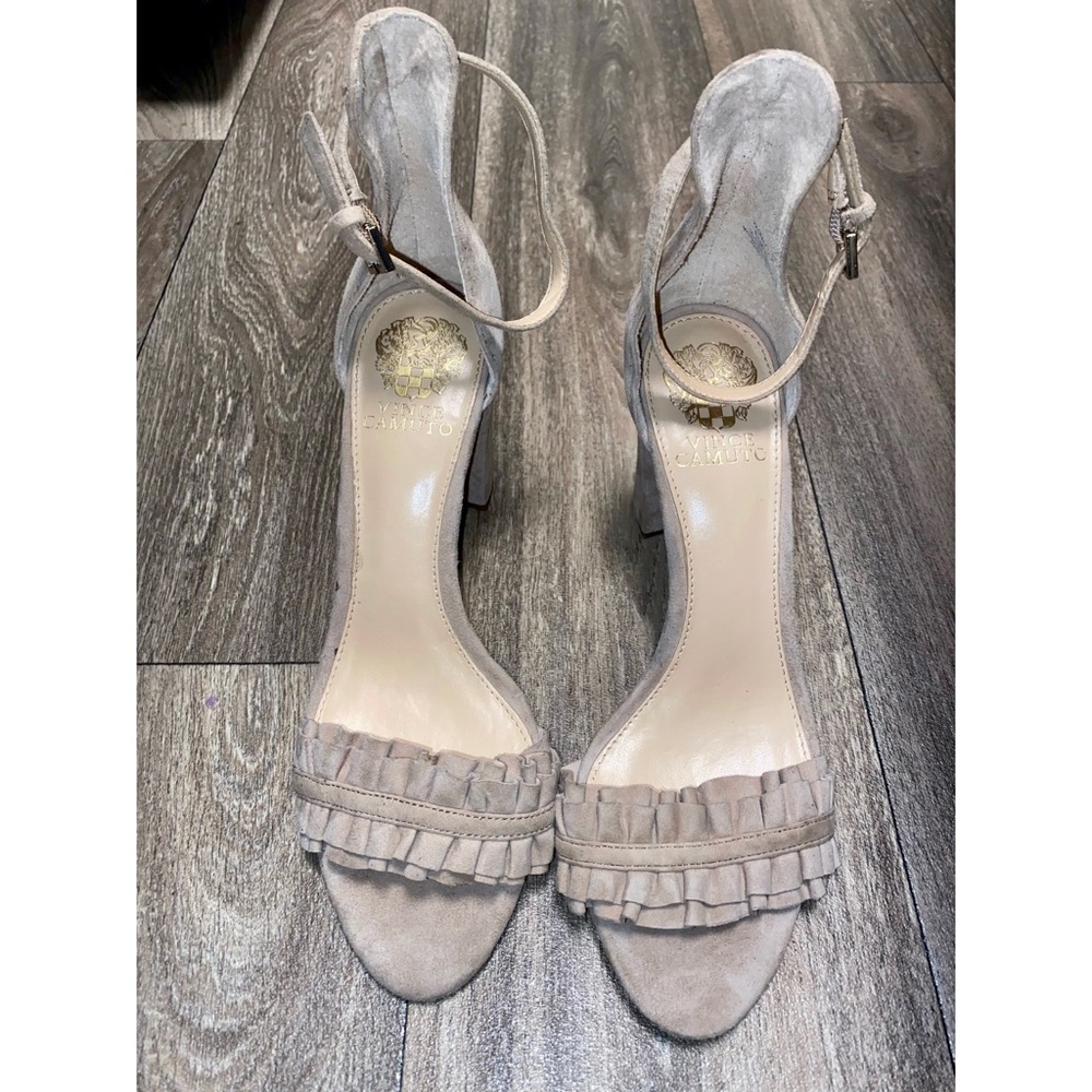 Vince Camuto Women’s Ankle Strap Suede Open Toe Heel Sandals